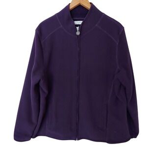 Womens Purple Full Zip Fleece Jacket Gorpcore Layering Cabin Cozy Hiking Fall L